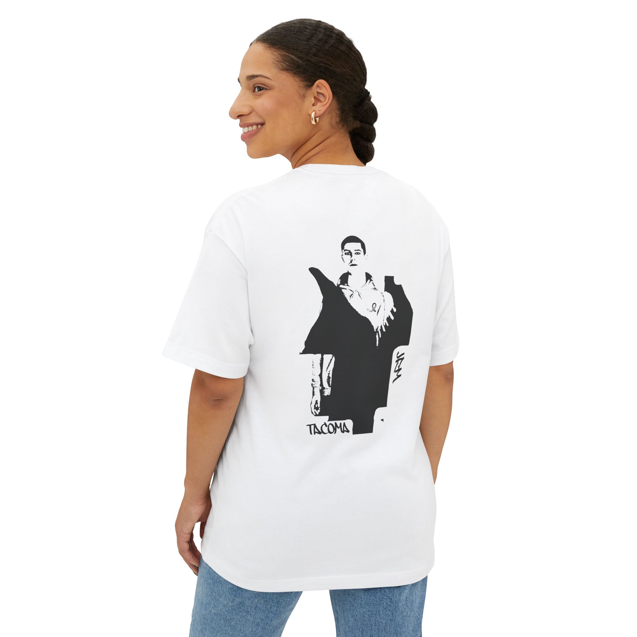 JRM Limited Tacoma Map Back Graffiti Oversized Boxy T-Shirt - Image 4