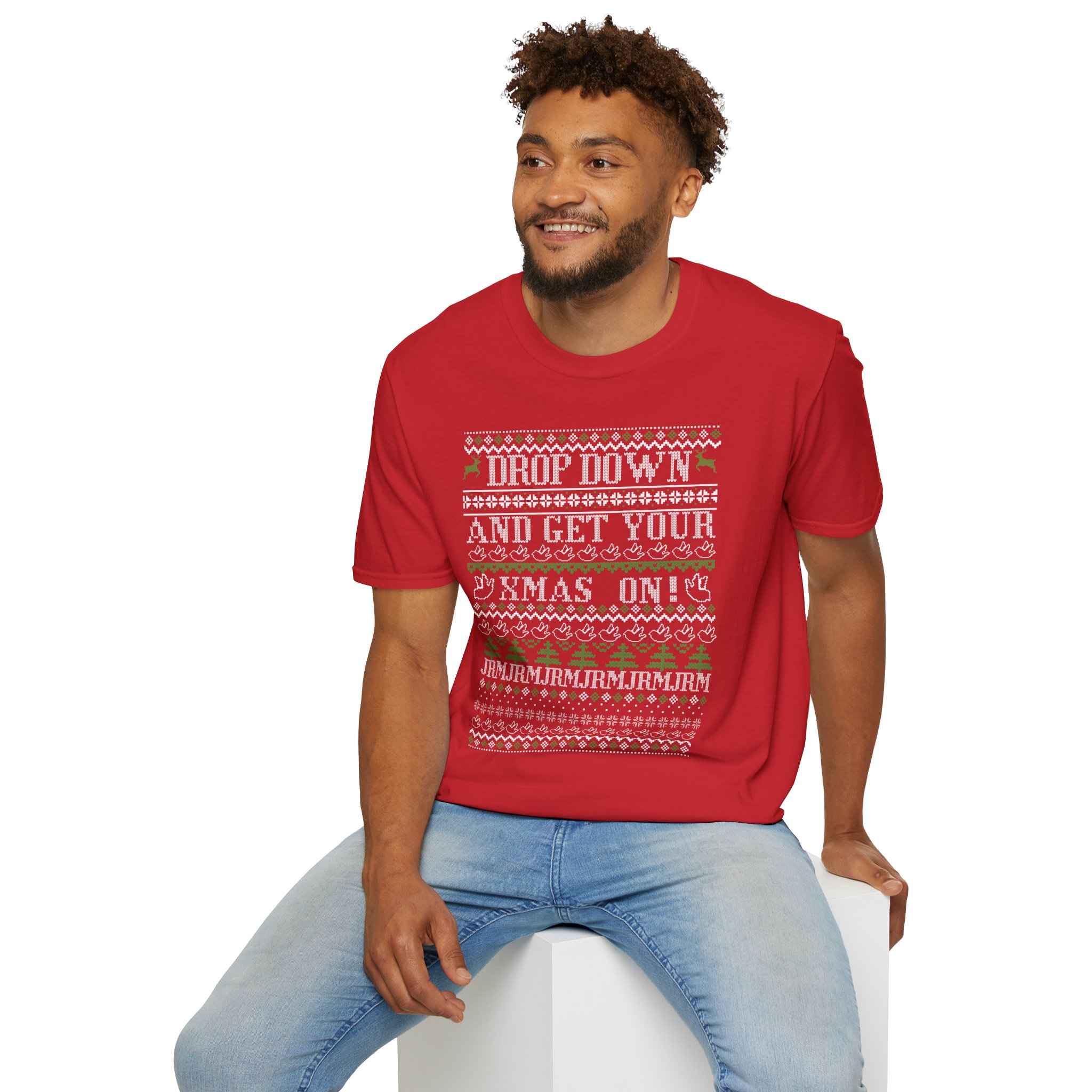 JRM Ugly Christmas Tee — “Drop Down and Get Your Xmas On” Holiday T-Shirt - Image 6