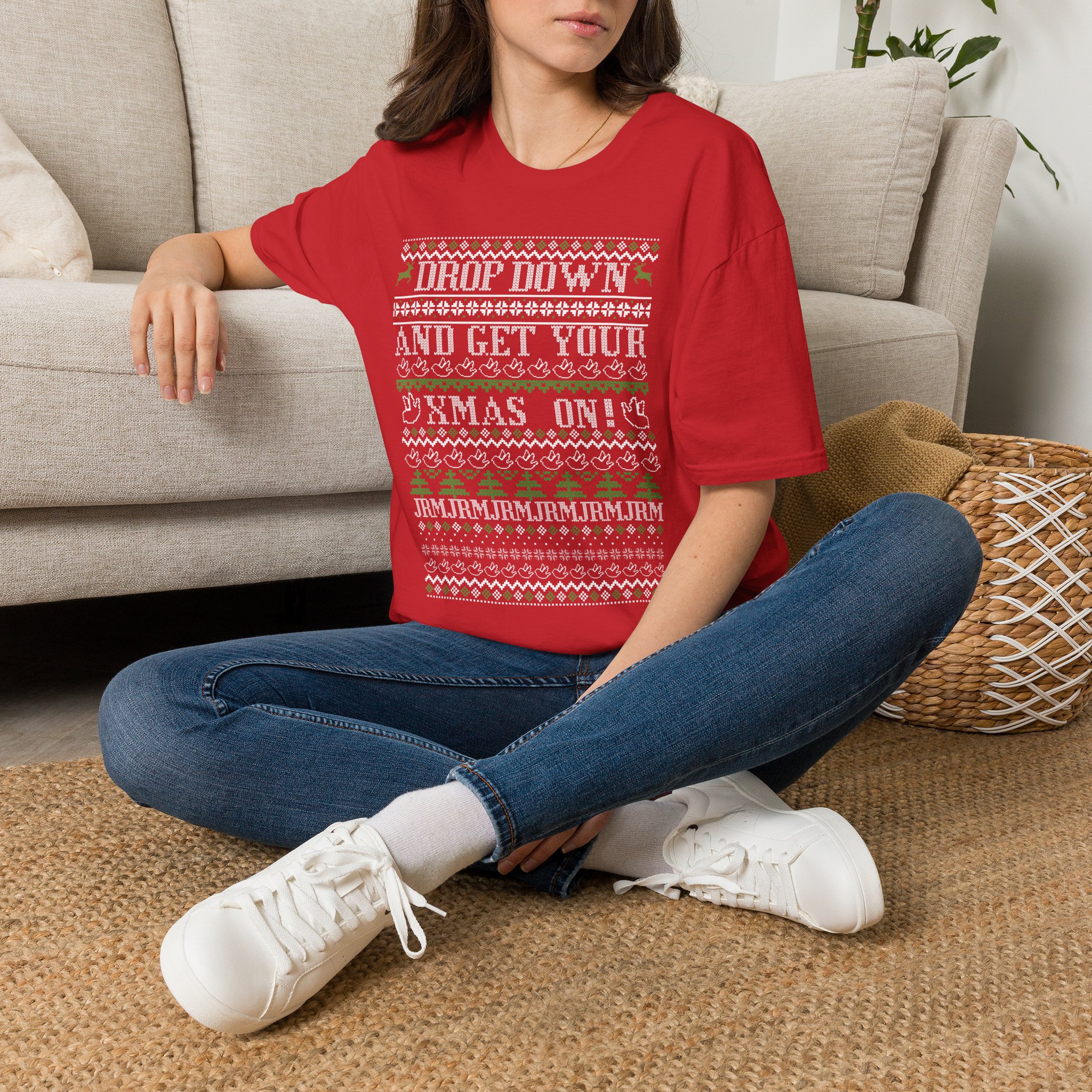 JRM Ugly Christmas Tee — “Drop Down and Get Your Xmas On” Holiday T-Shirt - Image 9