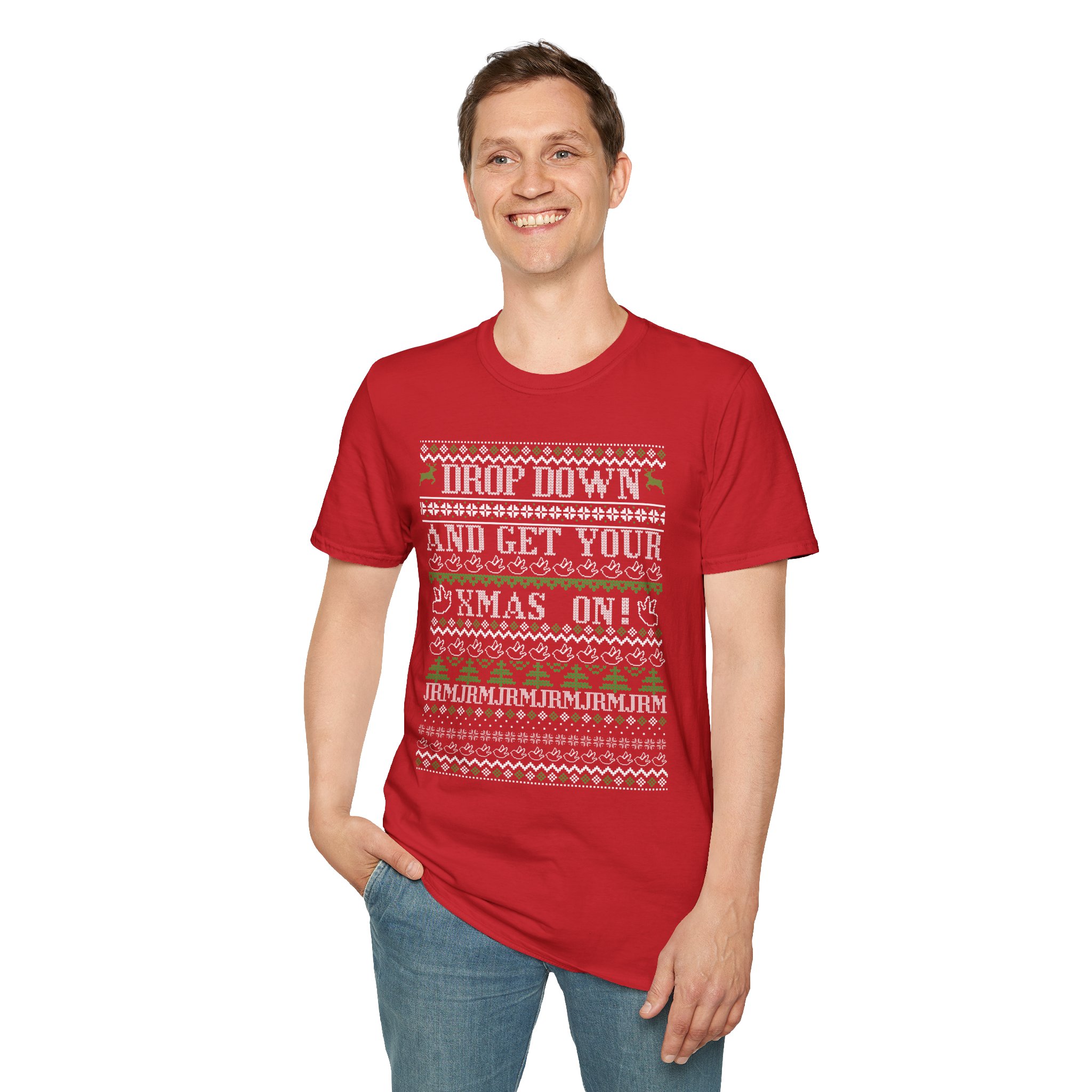 JRM Ugly Christmas Tee — “Drop Down and Get Your Xmas On” Holiday T-Shirt - Image 4